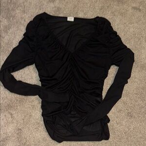 NWOT Abercrombie & Fitch Black Ruched Long Sleeve Bodysuit